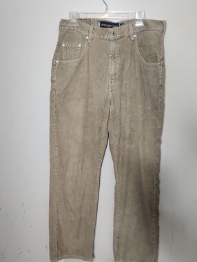 Men's  90s Silver Tab Levis Thick Loose Straight Baggy Corduroy Pants Khaki